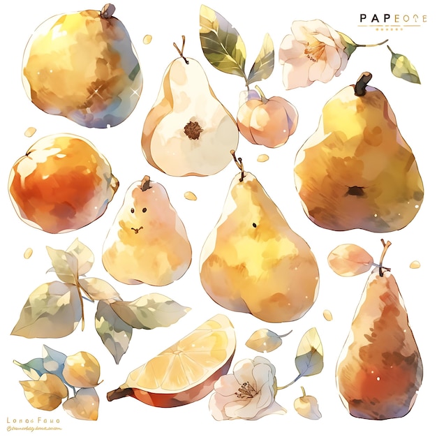 Photo captivating watercolor fruit drawings for a playful and colorful experience