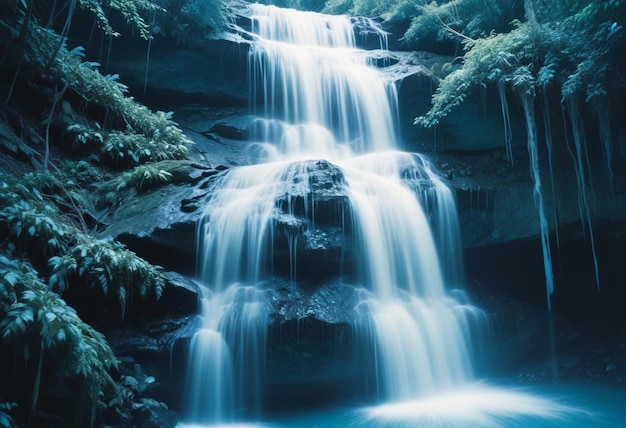 Photo captivating waterfall motion landscapes the dynamic beauty of cascading water in stunning natural