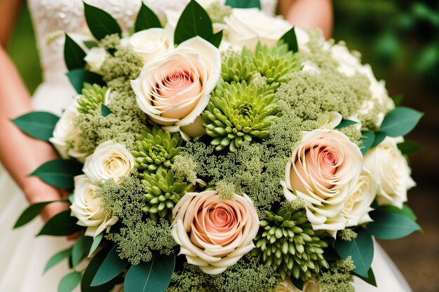 A Captivating Wedding Bouquet for Forever LoveEternal Blooms Generative AI