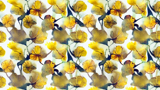 Captivating Yellow Flowers Watercolor Seamless Patterns Versatile and Stunning Floral Designs for