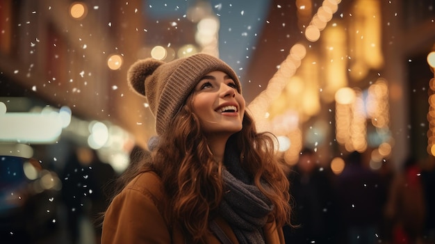 capture the beauty of Christmas lights on streets festive