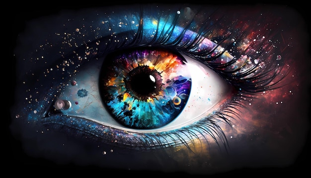 Capture the essence of a galaxy in a stunning illustration of an eye digital art illustration