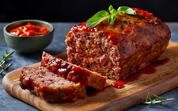 Capture the essence of Meatloaf in a mouthwatering food photography shot