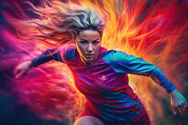 Capture the excitement and energy of a women soccer football AI Generated