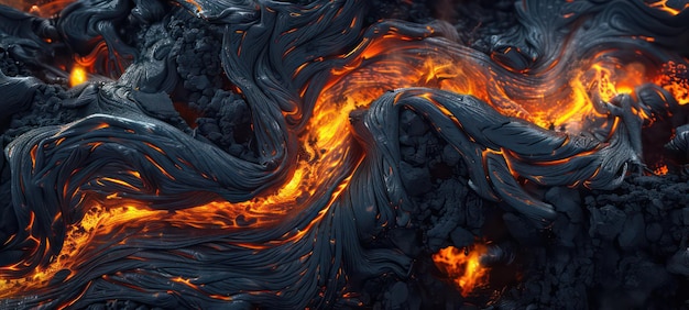 Capture the fluid and dynamic textures inspired by lava flow adding a touch of intensity