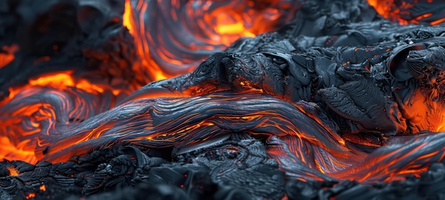 Capture the fluid and dynamic textures inspired by lava flow adding a touch of intensity