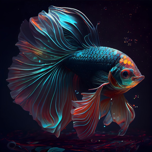 Capture the moving moment of blue siamese fighting fish isolated on black background betta fish