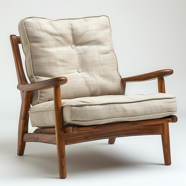 Capture a photo of a Scandinavianstyle armchair with a walnut wood frame