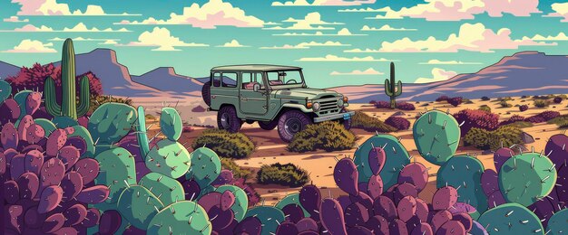 Capture The Serene Atmosphere Desert In A Whimsical Cartoon Scene Cartoon style