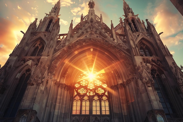 Capture the sun behind a grand cathedral