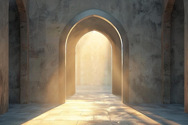 Capture the sun shining through an archway