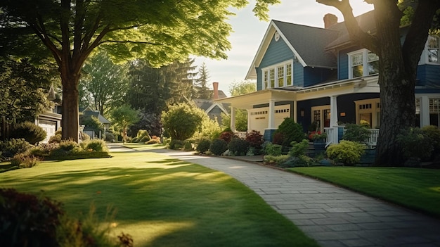 Capture the tranquility of suburban living with an image of a peaceful residential street