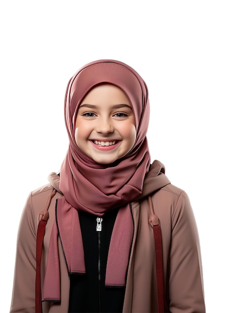 Captured in a Heartwarming Moment A Charming Little Girl Wearing a Hijab with a Gentle and Sweet Sm