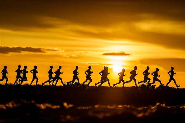 Captured Silhouette of Running People