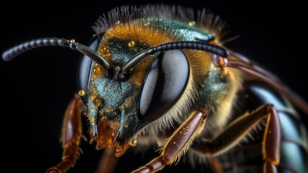 Capturing a close up of a stunning bee with macro photo AI generated