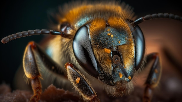 Capturing a close up of a stunning bee with macro photo AI generated