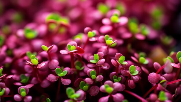 Photo capturing the delicate nature of nutrient rich microgreens with vibrant colors and textures