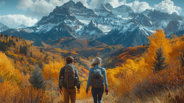 Capturing Love and Adventure Couple Hiking in Autumn Mountains with Canon EOS 5D Mark IV