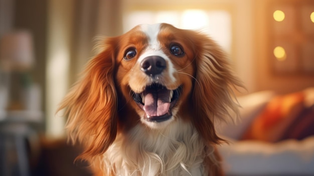 Capturing a moment of happiness in the dog's smile