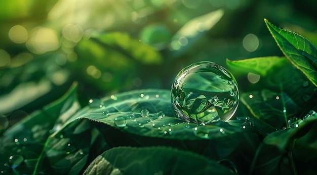 Capturing Natures Beauty Water Droplet on Green Leaf