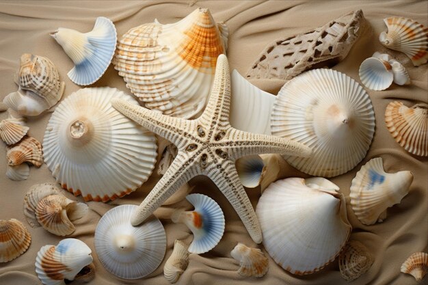 Capturing the Serene Beauty of the Sea Shells Seastars and an Empty PostcardAR 32