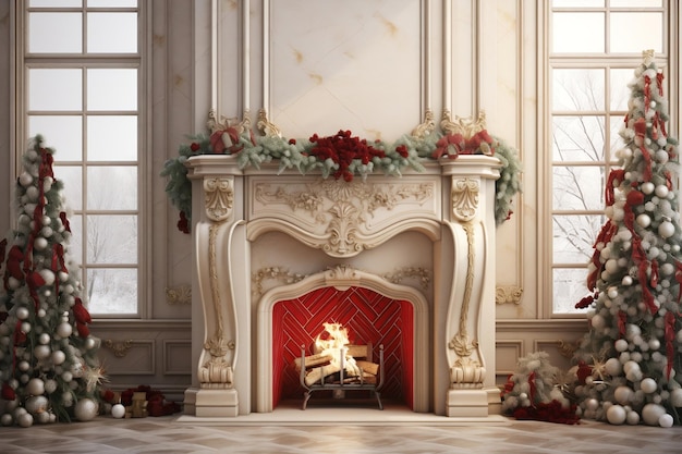 Capturing the Spirit of a Christmas Fireplace Generative Ai