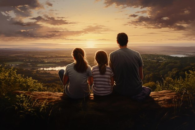 Capturing a tender family moment on canvas with family members holding hands and gazing