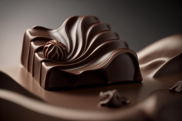 Capturing the Texture and Details of Chocolate with Soft Natural Light on a Neutral Background Generative AI