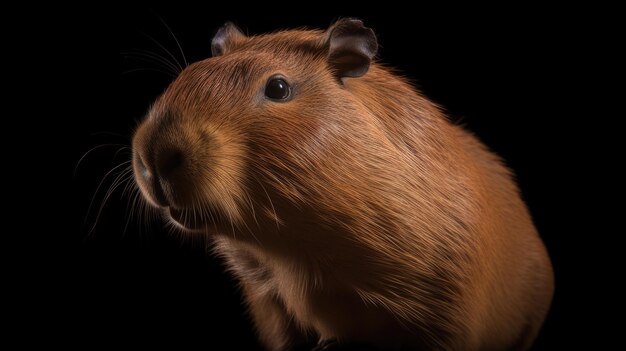 A capybara on a black background