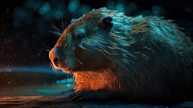 A capybara in the dark