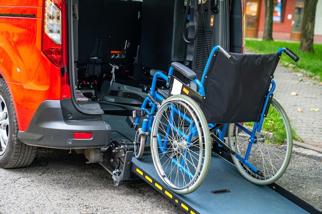 Car adapted for transporting people in a wheelchair