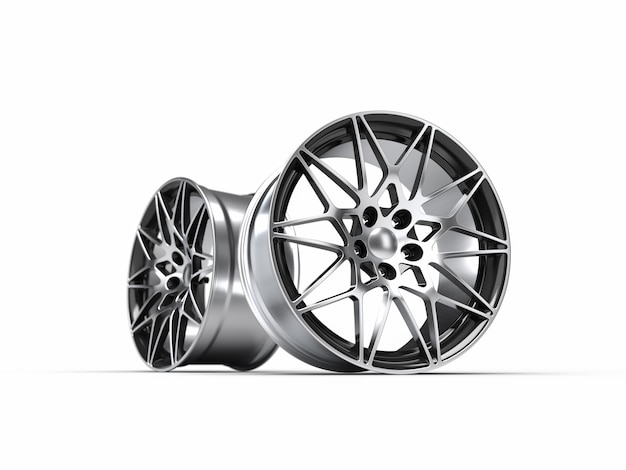 Car alloy wheel, isolated. 3D rendering illustration.