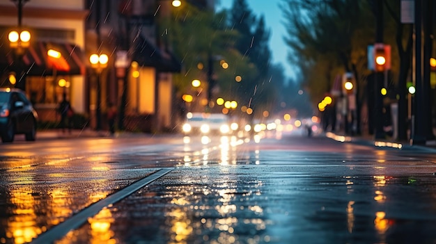 Car blurred lamp lens background with water rain generative ai