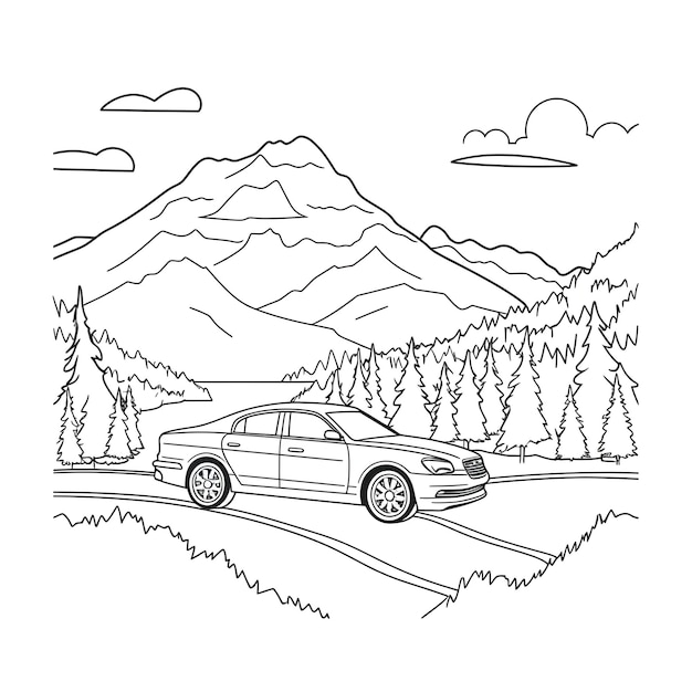 Car coloring page for children amp kids Image only