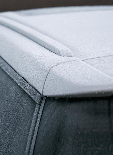 Car covered snow frozen back window vehicle winter