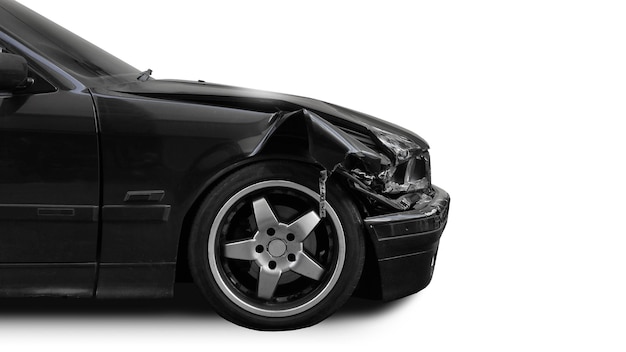 Car crash accident isolated on white background Broken headlight