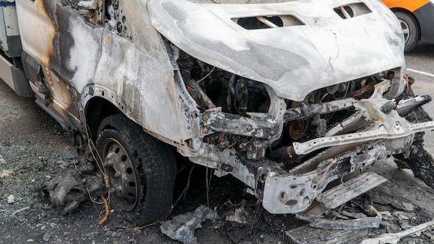 Car damaged by fire arson of cars