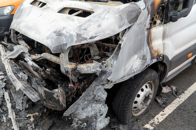 Car damaged by fire arson of cars