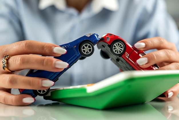 Car dealer woman businesswoman signing car insurance document or rental paper