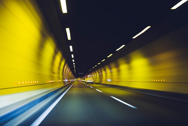 Car driving through tunnel, Lyon, France