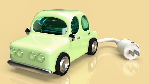 The car and electric plug for eco or automobiles system 3d rendering