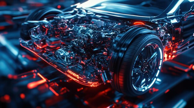 Photo car engine exposed a glimpse into automotive technology