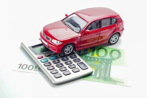 Car on EURO Banknote, : Car loan, insurance and leasing time concepts.