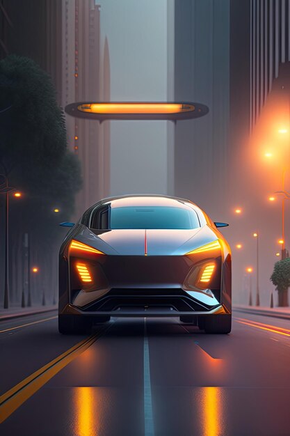 the car of the future is a model of a car with a sign that says car.