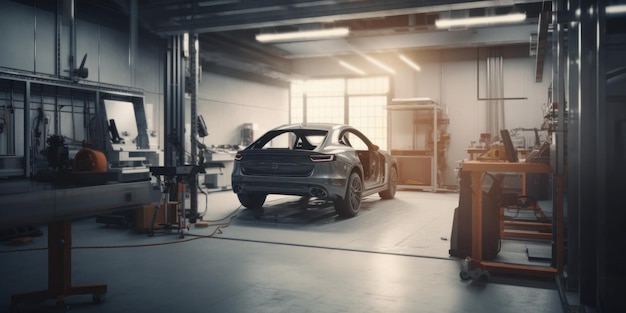 A car in a garage