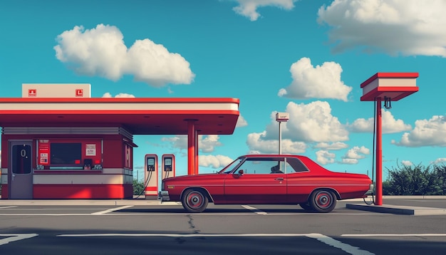 Photo a car in a gas station for fueling full landscape image