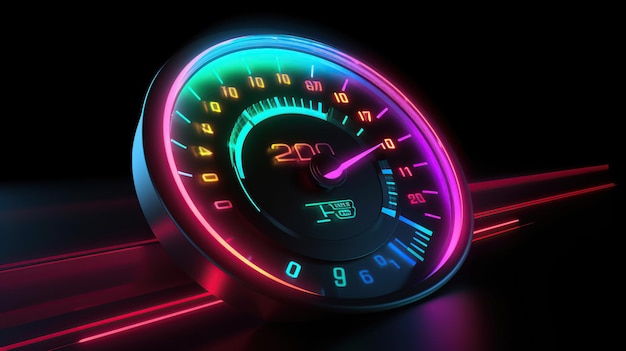 Car Gauge speed RPM with neon effect