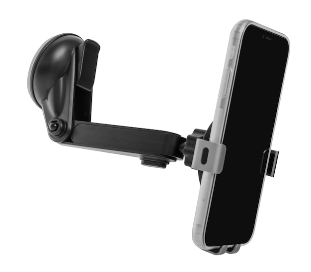 Photo car holder for a phone with a phone isolated on a white background