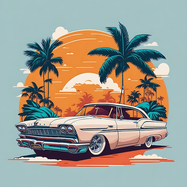 car illustration shirt design vintage retro summer shirt designsummer t shirt design