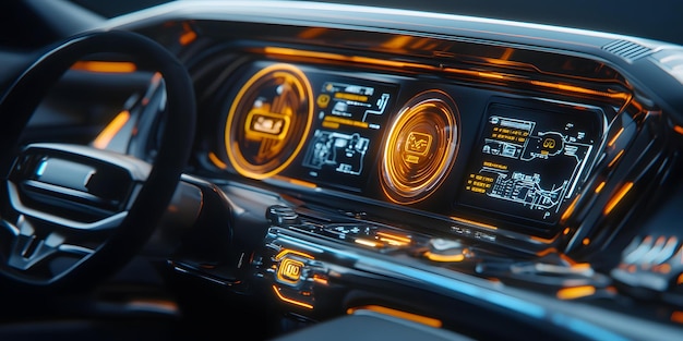 Car interior featuring advanced dashboard technology